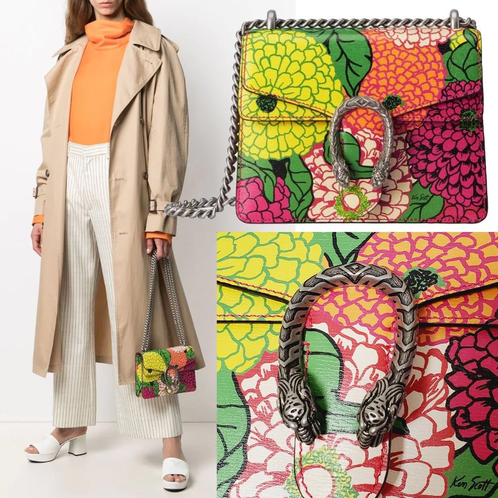 GUCCI BAG 421970 KEN SCOTT PRINT LEATHER DIONYSUS MINI SHOULDER CHAIN STRAP